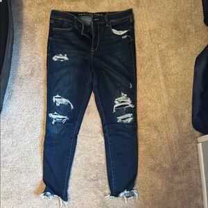 American Eagle Outfitters Dark Blue Distressed Women's Jeans